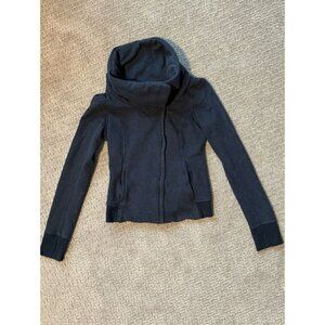 Lululemon Navy Blue Heather Cowl Neck Zip Size 6